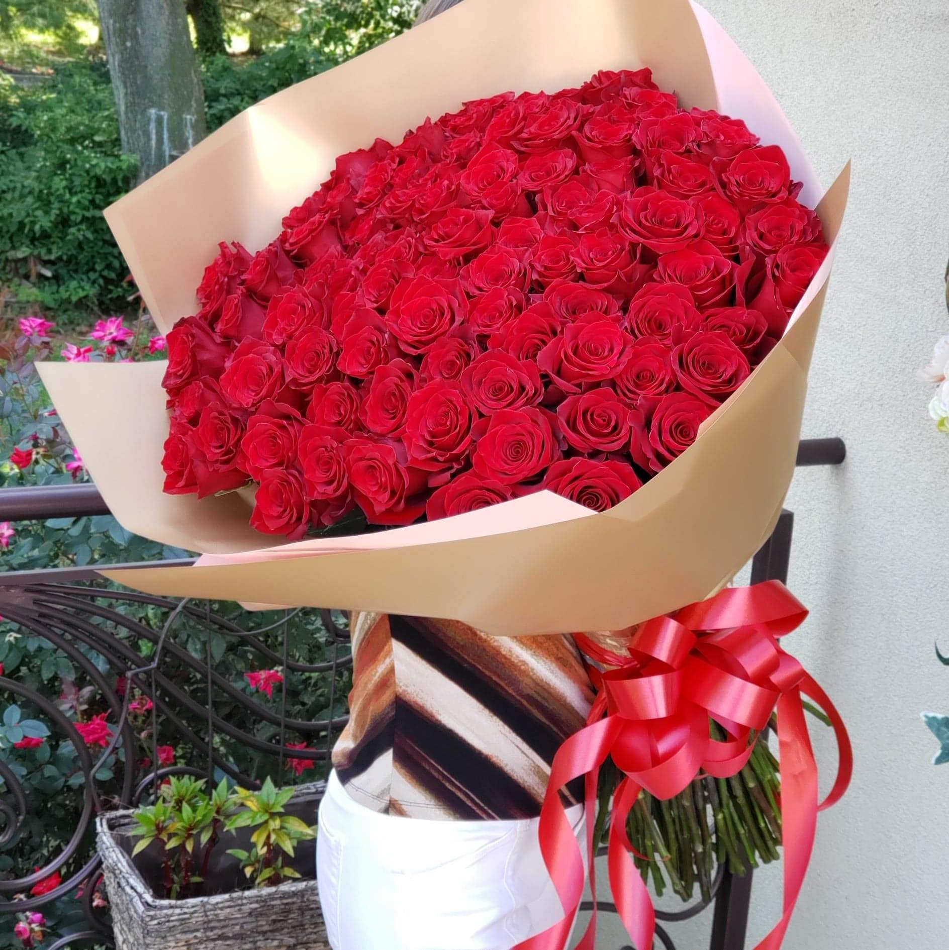 One Hundred Red Roses Bouquet