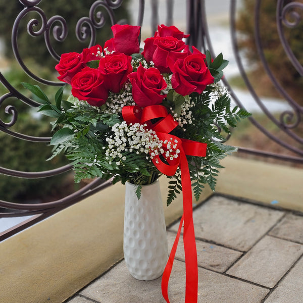 Vase -  Dozen red roses