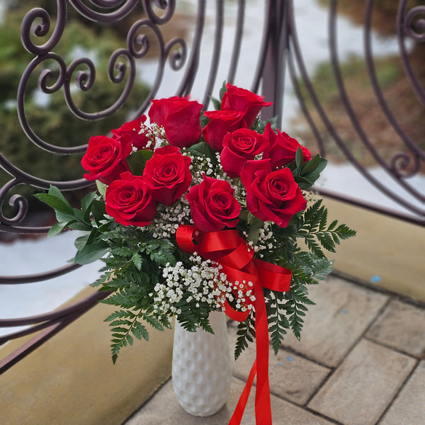 Vase -  Dozen red roses